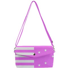 Saturated Pink Lines And Stars Pattern, Geometric Theme Removable Strap Clutch Bag by Casemiro