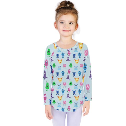 Funny Monsters Kids  Long Sleeve Tee by SychEva