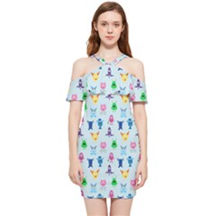 Funny Monsters Shoulder Frill Bodycon Summer Dress by SychEva