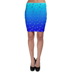 Butterflies At Blue, Two Color Tone Gradient Bodycon Skirt by Casemiro