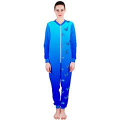 Butterflies At Blue, Two Color Tone Gradient Onepiece Jumpsuit (ladies)  by Casemiro