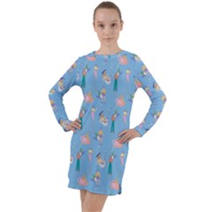 Beautiful Girls With Drinks Long Sleeve Hoodie Dress by SychEva