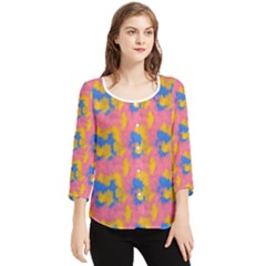Abstract Painting Chiffon Quarter Sleeve Blouse by SychEva