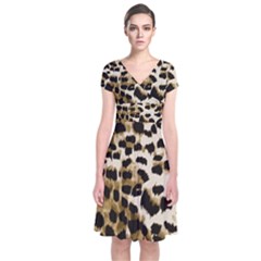 Leopard-print 2 Short Sleeve Front Wrap Dress by skindeep