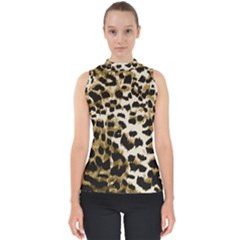 Leopard-print 2 Mock Neck Shell Top by skindeep