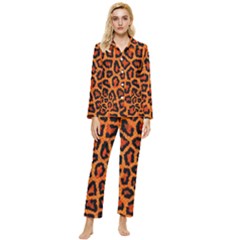 Leopard-print 3 Womens  Long Sleeve Pocket Pajamas Set by skindeep