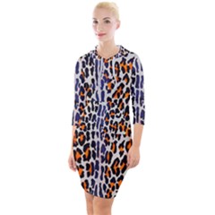 Fur-leopard 5 Quarter Sleeve Hood Bodycon Dress by skindeep