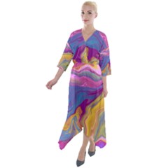 Flow Quarter Sleeve Wrap Front Maxi Dress by kiernankallan