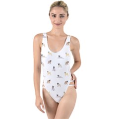 Funny Pugs High Leg Strappy Swimsuit by SychEva
