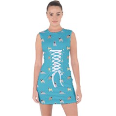 Funny Pugs Lace Up Front Bodycon Dress by SychEva