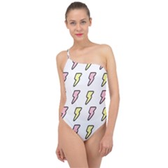 Pattern Cute Flash Design Classic One Shoulder Swimsuit by brightlightarts