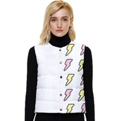 Pattern Cute Flash Design Women s Short Button Up Puffer Vest by brightlightarts