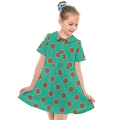 Ethnic Circular Print Kids  Short Sleeve Shirt Dress by designsbymallika
