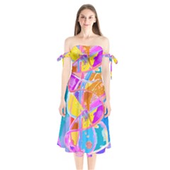 Sun Tea Shoulder Tie Bardot Midi Dress by kiernankallan