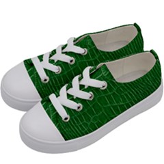 Crocodile Leather Green Kids  Low Top Canvas Sneakers by skindeep