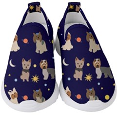 Terrier Cute Dog With Stars Sun And Moon Kids  Slip On Sneakers by SychEva