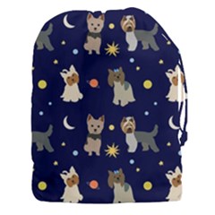 Terrier Cute Dog With Stars Sun And Moon Drawstring Pouch (3xl) by SychEva