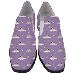 Pug Dog On A Cloud Women Slip On Heel Loafers by SychEva
