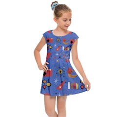 Blue 50s Kids  Cap Sleeve Dress by InPlainSightStyle