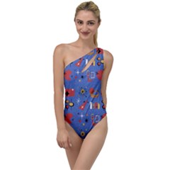 Blue 50s To One Side Swimsuit by InPlainSightStyle