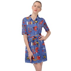 Blue 50s Belted Shirt Dress by InPlainSightStyle