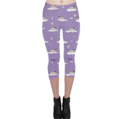 Cheerful Pugs Lie In The Clouds Capri Leggings  by SychEva