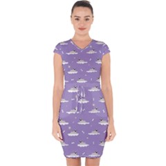 Cheerful Pugs Lie In The Clouds Capsleeve Drawstring Dress  by SychEva