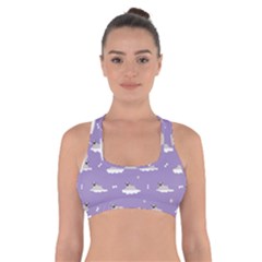 Cheerful Pugs Lie In The Clouds Cross Back Sports Bra by SychEva