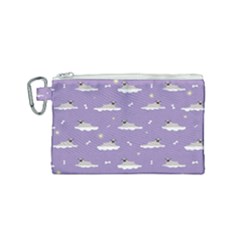 Cheerful Pugs Lie In The Clouds Canvas Cosmetic Bag (small) by SychEva