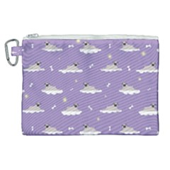Cheerful Pugs Lie In The Clouds Canvas Cosmetic Bag (xl) by SychEva