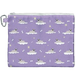Cheerful Pugs Lie In The Clouds Canvas Cosmetic Bag (xxxl) by SychEva