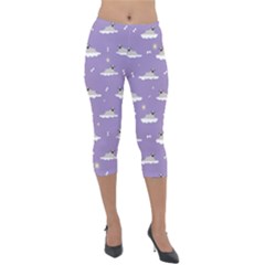 Cheerful Pugs Lie In The Clouds Lightweight Velour Capri Leggings  by SychEva