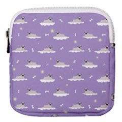 Cheerful Pugs Lie In The Clouds Mini Square Pouch by SychEva