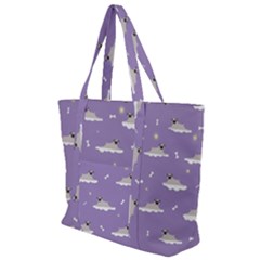 Cheerful Pugs Lie In The Clouds Zip Up Canvas Bag by SychEva