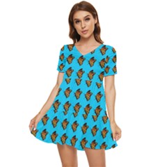 Monarch Butterfly Print Tiered Short Sleeve Mini Dress by Kritter