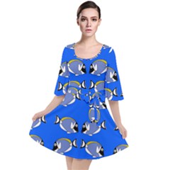Powder Blue Tang Print Velour Kimono Dress by Kritter