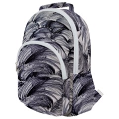 Monochrome Smudge Rounded Multi Pocket Backpack by kaleidomarblingart