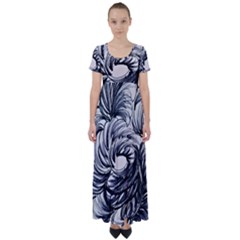 Mono Patterns High Waist Short Sleeve Maxi Dress by kaleidomarblingart