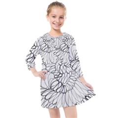 Mono Swirls Kids  Quarter Sleeve Shirt Dress by kaleidomarblingart