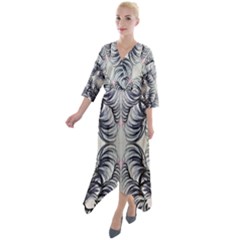 Mono Repeats Vi Quarter Sleeve Wrap Front Maxi Dress by kaleidomarblingart