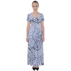 Mono Swirls High Waist Short Sleeve Maxi Dress by kaleidomarblingart
