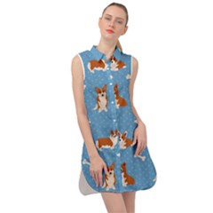 Cute Corgi Dogs Sleeveless Shirt Dress by SychEva