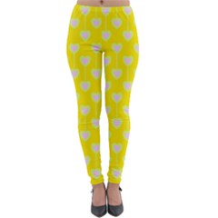 Purple Hearts On Yellow Background Lightweight Velour Leggings by SychEva