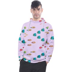Marine Fish Multicolored On A Pink Background Men s Pullover Hoodie by SychEva