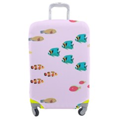 Marine Fish Multicolored On A Pink Background Luggage Cover (medium) by SychEva