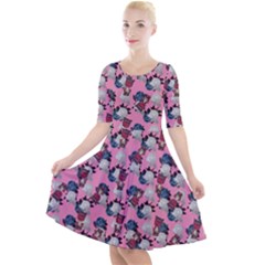 Vintage Floral And Goth Girl Quarter Sleeve A-line Dress by snowwhitegirl