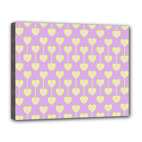 Yellow Hearts On A Light Purple Background Canvas 14  X 11  (stretched) by SychEva