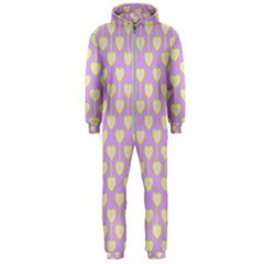 Yellow Hearts On A Light Purple Background Hooded Jumpsuit (men)  by SychEva