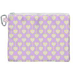 Yellow Hearts On A Light Purple Background Canvas Cosmetic Bag (xxl) by SychEva