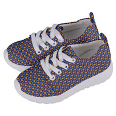 Yellow Circles On A Purple Background Kids  Lightweight Sports Shoes by SychEva